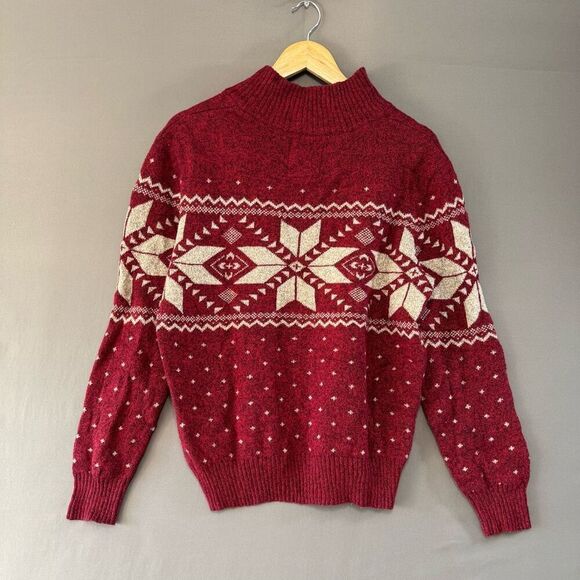 American Eagle Outfitters Men’s 1/4 Button Sweater Size Medium Red Color - Picture 4 of 9